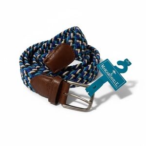 Margaritaville Men's Sz S (30-32) Belt Woven Adjustable Brown Leather Braided